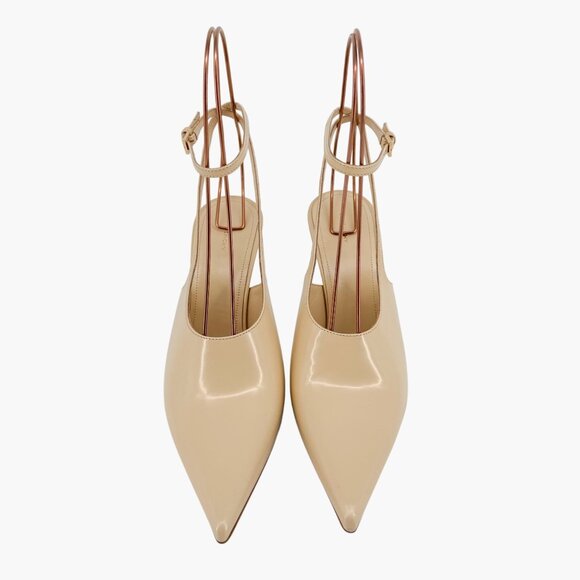Givenchy Show Beige Leather Slingback Pointed Toe Pumps Heels Size 38 US 8 - Picture 2 of 15